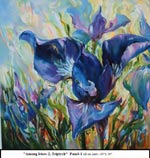 Among Irises-2, Triptich, panel 1, Oil on Canvas